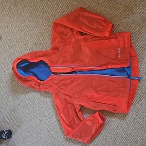 L.L. Bean Kids Bright Red Raincoat with Blue Lining